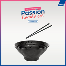 Load image into Gallery viewer, ชามก๋วยเตี๋ยว/ราเมงพร้อมตะเกียบลายเรียบ  ML1-B02 / JH-001
